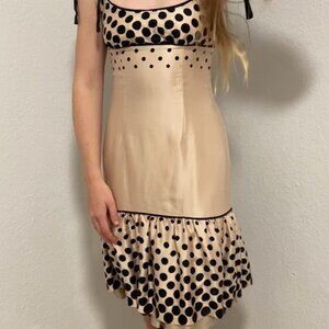 Vintage bebe dress - light pink w/ black polka dots